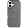 Dėklas Karl Lagerfeld IML Rhinestones Karl Head Apple iPhone 16 juodos spalvos