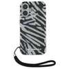 Karl Lagerfeld IML Zebra Pattern &amp; Cord Apple iPhone 16 Case - dėklas telefonui juodos spalvos