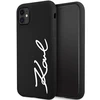 Apple iPhone 11 Karl Lagerfeld dėklas Silicone Signature (KLHCN61SKSVGK) juodos spalvos