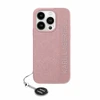Apple iPhone 13 / 14 / 15 Karl Lagerfeld dėklas Saffiano Rhinestones &amp; Charm (KLHCP15SPSAKDGCP) rožinės spalvos