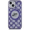Dėklas Karl Lagerfeld KLHMP15SHMCKMHU Apple iPhone 15 6.1″violetinės spalvos IML Monogram Karl&Choupette Head MagSa
