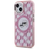 Apple iPhone 15 Karl Lagerfeld IML Monogram Karl&amp;Choupette Head MagSafe (KLHMP15SHMCKMHP) dėklas telefonui rožinės spalvos