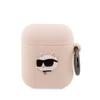 Apple AirPods Karl Lagerfeld silikoninis Choupette Head 3D light ausinių dėklas rožinės spalvos
