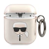 Apple AirPods ausinių dėklas Karl Lagerfeld Glitter Karl`s Head (KLA2UKHGD) aukso spalvos