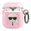 Dėklas Karl Lagerfeld KLA2UKHGP AirPods dangtelis rožinis/rožinis Blizgus Karl`s Head