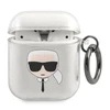 Apple AirPods ausinių dėklas Karl Lagerfeld Glitter Karl`s Head (KLA2UKHGS) sidabrinės spalvos