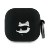 Dėklas Karl Lagerfeld KLA4RUNCHK AirPods 4 cover juodos spalvos silikoninis Choupette Head 3D