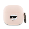 Dėklas Karl Lagerfeld KLA4RUNCHP AirPods 4 cover rožinės spalvos silikoninis Choupette Head 3D