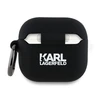 Dėklas Karl Lagerfeld KLA4RUNIKK AirPods 4 cover juodos spalvos silikoninis Karl Head 3D