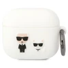 Apple AirPods 3 Karl Lagerfeld silikoninis Karl &amp; Choupette (KLACA3SILKCW) ausinių dėklas baltos spalvos