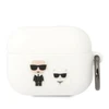 Apple AirPods Pro Karl Lagerfeld silikoninis Karl &amp; Choupette (KLACAPSILKCW) ausinių dėklas baltos spalvos