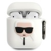 Ausinės KLACCSILKHWH Karl Lagerfeld Karl Head Silikoninis dėklas skirtas Airpods 1/2 Baltas