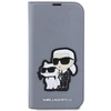 Karl Lagerfeld KLBKP14LSANKCPG Apple iPhone 14 Pro 6.1" atverčiamas dėklas telefonui sidabro spalvos Saffiano Karl &amp; Choupette