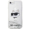 Karl Lagerfeld dėklas, skirtas iPhone 7 / 8 / SE KLHCI8LNCHCS sidabrinis HC skystas blizgus NFT Choupette galvutė