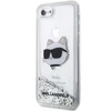 Karl Lagerfeld dėklas, skirtas iPhone 7 / 8 / SE KLHCI8LNCHCS sidabrinis HC skystas blizgus NFT Choupette galvutė
