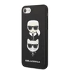 Karl Lagerfeld KLHCI8SAKICKCBK iPhone 7/8 / SE 2020 / SE 2022 juodas/juodas kietas dėklas Saffiano Ikonik Karl&amp;Choupette Head