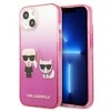 Apple iPhone 13 Mini Karl Lagerfeld dėklas Gradient Ikonik Karl &amp; Choupette (KLHCP13STGKCP) rožinės spalvos