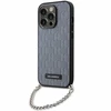 Karl Lagerfeld dėklas iPhone 14 Pro 6,1 KLHCP14LSACKLHPG sidabrinis kietasis dėklas Saffiano Mono Chain