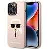 Karl Lagerfeld Liquid Silikoninis dėklas skirtas iPhone 14 Pro, rožinis