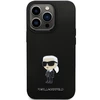 Apple iPhone 14 Pro Karl Lagerfeld silikoninis dėklas Ikonik Metal Pin (KLHCP14LSMHKNPK) juodos spalvos