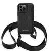 Apple iPhone 14 Pro Karl Lagerfeld dėklas Monogram Plaque Logo Strap (KLHCP14LSTMMK) juodos spalvos