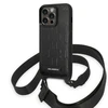 Apple iPhone 14 Pro Karl Lagerfeld dėklas Monogram Plaque Logo Strap (KLHCP14LSTMMK) juodos spalvos