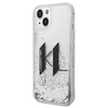 Karl Lagerfeld Liquid Glitter Big KL dėklas iPhone 14 telefonui - sidabrinis