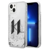 Karl Lagerfeld Liquid Glitter Big KL dėklas iPhone 14 telefonui - sidabrinis