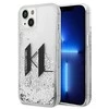 Karl Lagerfeld Liquid Glitter Big KL dėklas iPhone 14 telefonui - sidabrinis