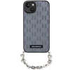 Apple iPhone 14 Karl Lagerfeld dėklas Saffiano Monogram Chain (KLHCP14SSACKLHPG) sidabrinės spalvos