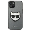 Karl Lagerfeld Saffiano Choupette Head Patch Case - dėklas skirtas Apple iPhone 14 Sidabrinis