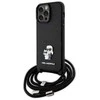 Karl Lagerfeld KLHCP14XSAKCPSK Apple iPhone 14 Pro Max 6.7" dėklas telefonui juodos spalvos Crossbody Saffiano Metal Pin Karl &amp; Choupette