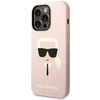 Karl Lagerfeld dėklas, skirtas iPhone 14 Pro Max 6,7 KLHCP14XSLKHBK rožinės spalvos HC Silicone Karl's Head