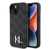 Apple iPhone 15 Karl Lagerfeld dėklas odinis Monogram Hot Stamp Metal Logo (KLHCP15SPKLPKLK) juodos spalvos
