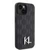Apple iPhone 15 Karl Lagerfeld dėklas odinis Monogram Hot Stamp Metal Logo (KLHCP15SPKLPKLK) juodos spalvos