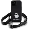 Apple iPhone 15 Karl Lagerfeld dėklas Crossbody silikoninis Choupette (KLHCP15SSCBSCNK) juodos spalvos