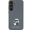 Samsung Galaxy S24 Plus Karl Lagerfeld dėklas Saffiano Karl &amp; Choupette Metal Pin (KLHCS24MPSAKCMPG) pilkos spalvos