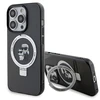 Apple iPhone 13 Pro Karl Lagerfeld dėklas Ring Stand Karl&amp;Choupettte MagSafe (KLHMP13LHMRSKCK) juodos spalvos