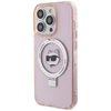 Apple iPhone 15 Pro Karl Lagerfeld dėklas Ring Stand Choupette Head MagSafe (KLHMP15LHMRSCHP) rožinės spalvos