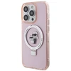 Apple iPhone 15 Pro Karl Lagerfeld dėklas Ring Stand Karl&amp;Choupettte MagSafe (Klhmp15lhmrskcp) rožinės spalvos