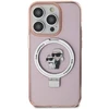 Apple iPhone 15 Pro Karl Lagerfeld dėklas Ring Stand Karl&amp;Choupettte MagSafe (Klhmp15lhmrskcp) rožinės spalvos