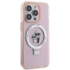 Apple iPhone 15 Pro Karl Lagerfeld dėklas Ring Stand Karl&amp;Choupettte MagSafe (Klhmp15lhmrskcp) rožinės spalvos