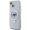 Apple iPhone 15 Plus Karl Lagerfeld dėklas Ring Stand Choupette Head MagSafe (KLHMP15MHMRSCHH) baltos spalvos