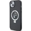 Apple iPhone 15 Plus Karl Lagerfeld dėklas Ring Stand Karl&amp;Choupettte MagSafe (KLHMP15MHMRSKCK) juodos spalvos