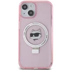 Apple iPhone 15 Karl Lagerfeld dėklas Ring Stand Choupette Head MagSafe (KLHMP15SHMRSCHP) rožinės spalvos