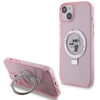 Apple iPhone 15 Karl Lagerfeld dėklas Ring Stand Karl&amp;Choupettte MagSafe (KLHMP15SHMRSKCP) rožinės spalvos
