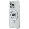 Apple iPhone 15 Pro Max Karl Lagerfeld dėklas Ring Stand Choupette Head MagSafe (KLHMP15XHMRSCHH) baltos spalvos