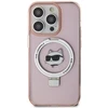 Apple iPhone 15 Pro Max Karl Lagerfeld dėklas Ring Stand Choupette Head MagSafe (KLHMP15XHMRSCHP) rožinės spalvos