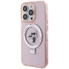 Apple iPhone 15 Pro Max Karl Lagerfeld dėklas Ring Stand Karl&amp;Choupettte MagSafe (KLHMP15XHMRSKCP) rožinės spalvos