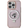 Apple iPhone 15 Pro Max Karl Lagerfeld dėklas Ring Stand Karl&amp;Choupettte MagSafe (KLHMP15XHMRSKCP) rožinės spalvos